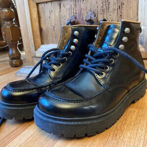 EUC Black Leather Birkenstock Trones 36 Regular Combat Boots 5 - 6